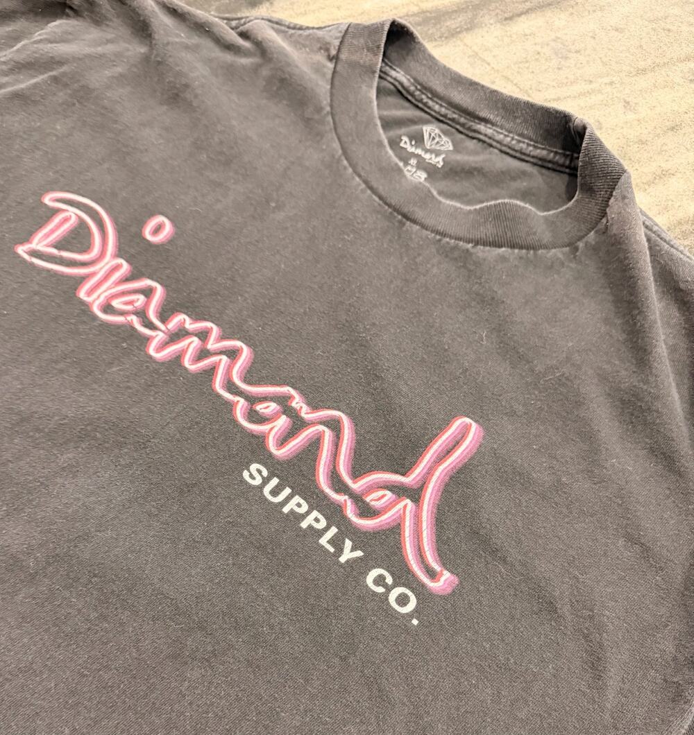 Diamond Supply Co Mens XL Black OG Script Logo T Shirt USA Made Skate Streetwear